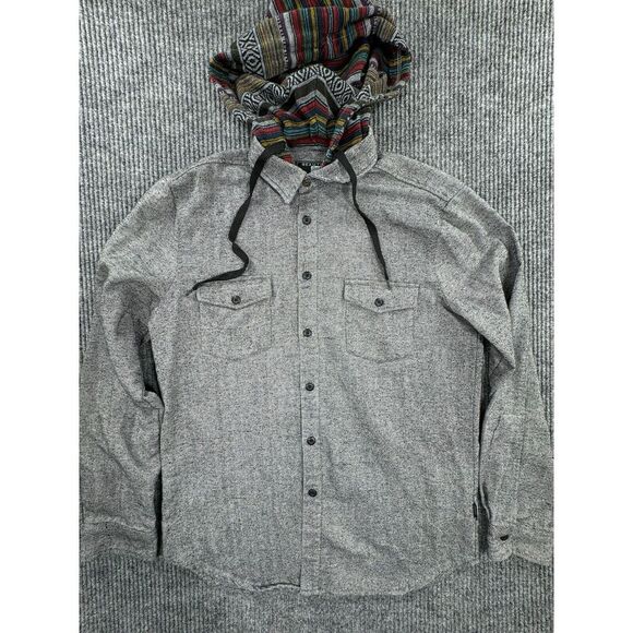 Beautiful Giant Shirt Men's Small Gray Long Sleeve Button Front‎ Unique Hoodie - Picture 1 of 9